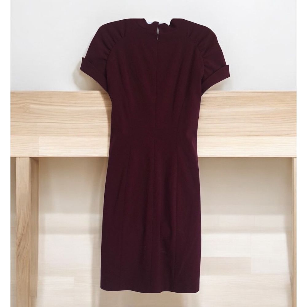 Andrew Marc New York burgundy puff shoulder sheath dress Women's Size 10